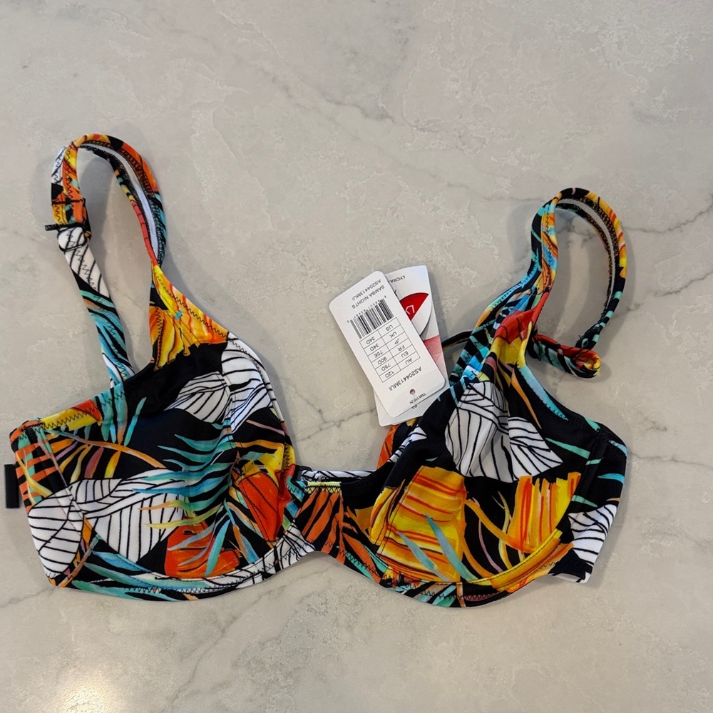 Freya Tropical Print Underwire Bikini Top - Black, Yellow, Orange, Teal